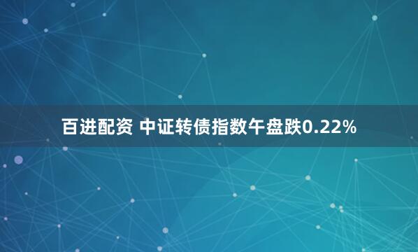 百进配资 中证转债指数午盘跌0.22%